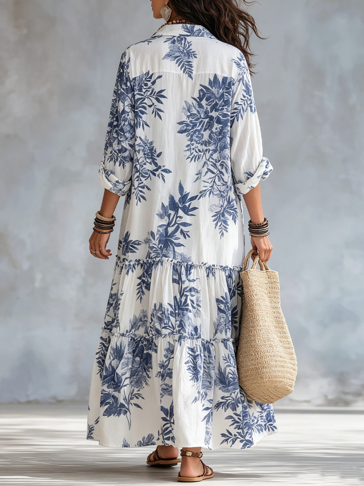Bohemian Blue Floral Maxi Dress detail