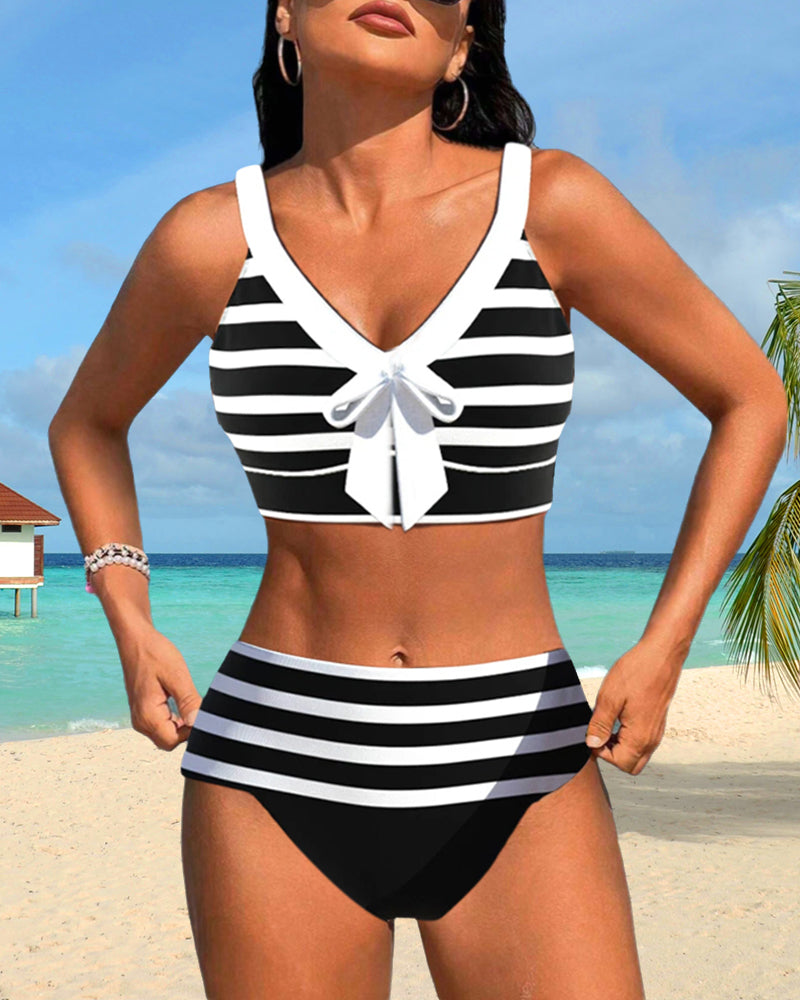 Lula® | Bikini rayé taille haute