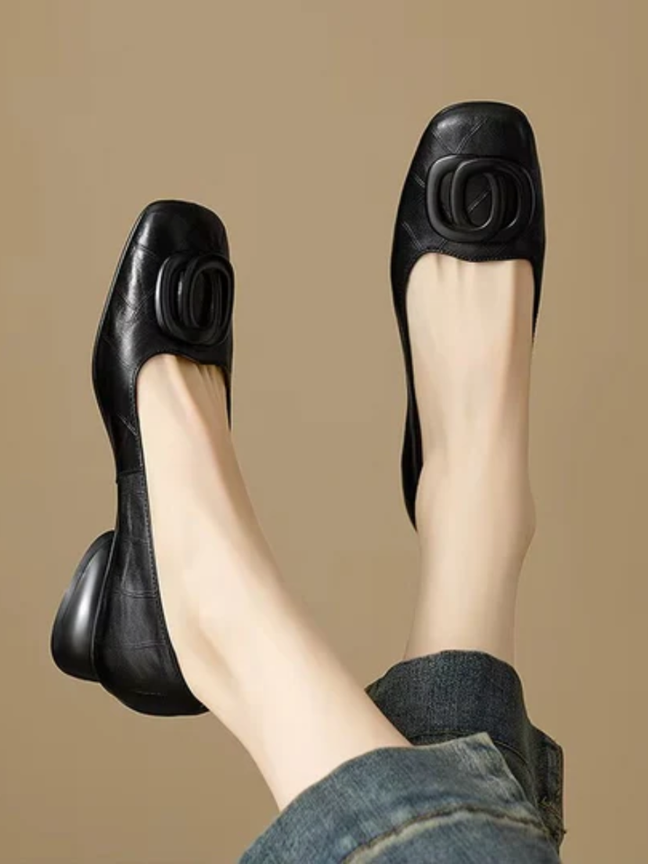 Opium Leather Flats Black