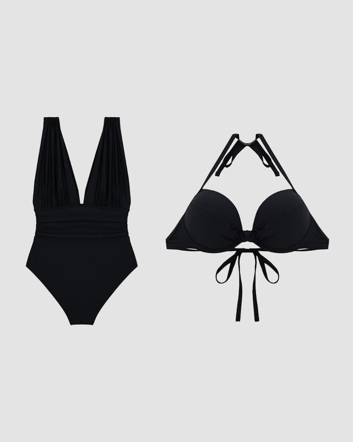 Maillot de bain gainant de luxe avec décolleté en V profond