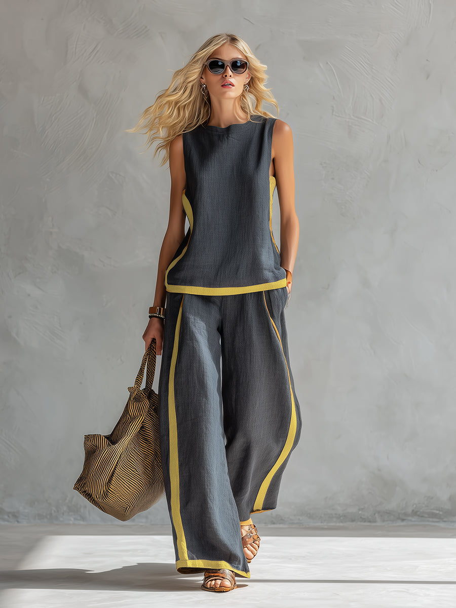 Marie – Complete vest and trousers in two-tone grey