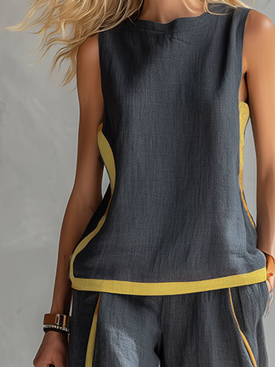 Marie – Complete vest and trousers in two-tone grey
