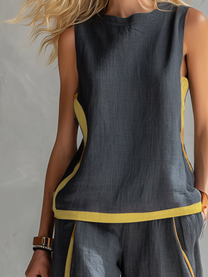 Marie – Complete vest and trousers in two-tone grey