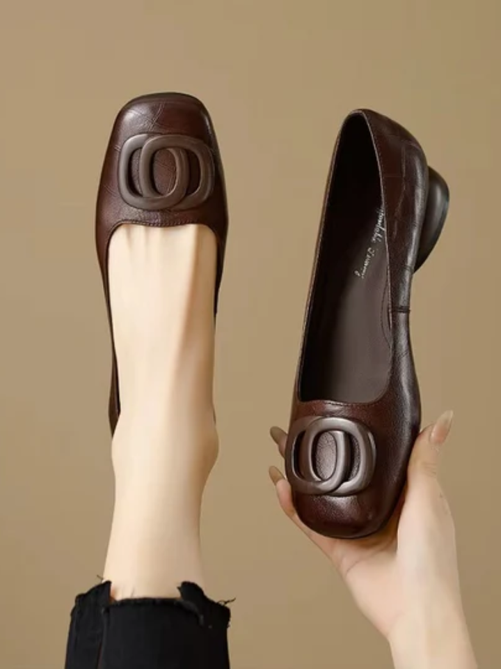 Opium Leather Flats Brown
