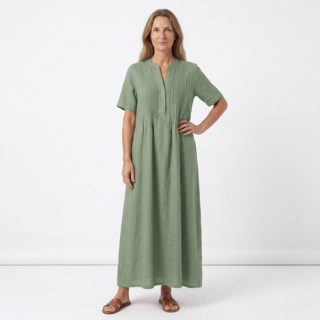 Laure - Robe plissée en coton et lin