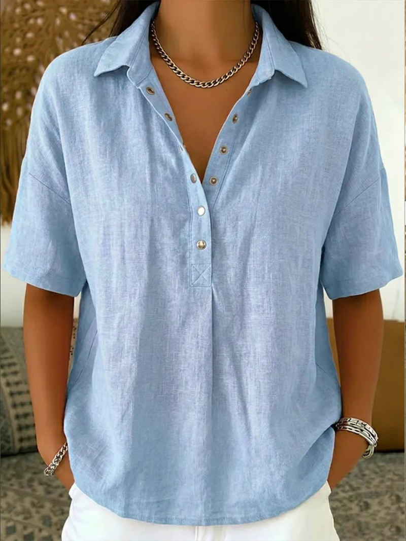 Charlotte Linen Blouse Light Blue