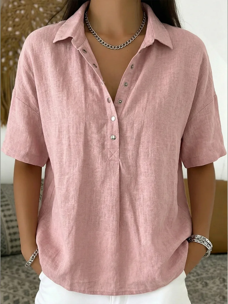 Charlotte Linen Blouse Pink
