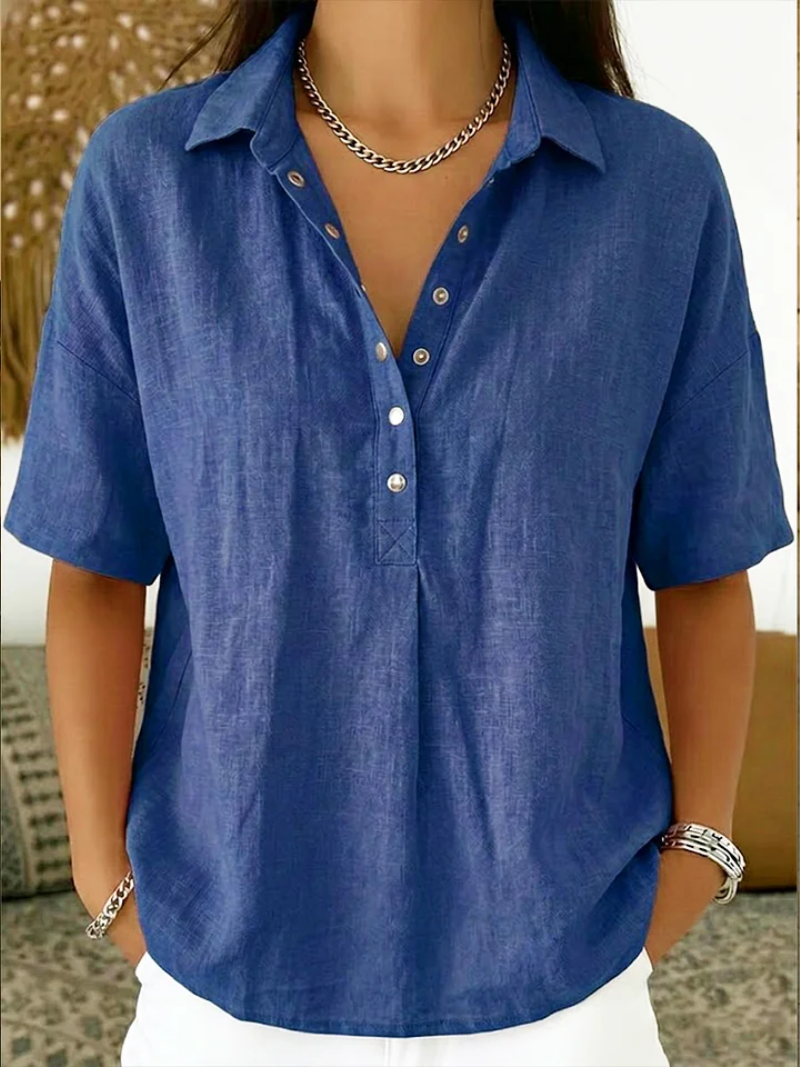 Charlotte Linen Blouse Blue