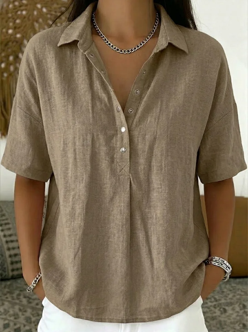 Charlotte Linen Blouse Khaki