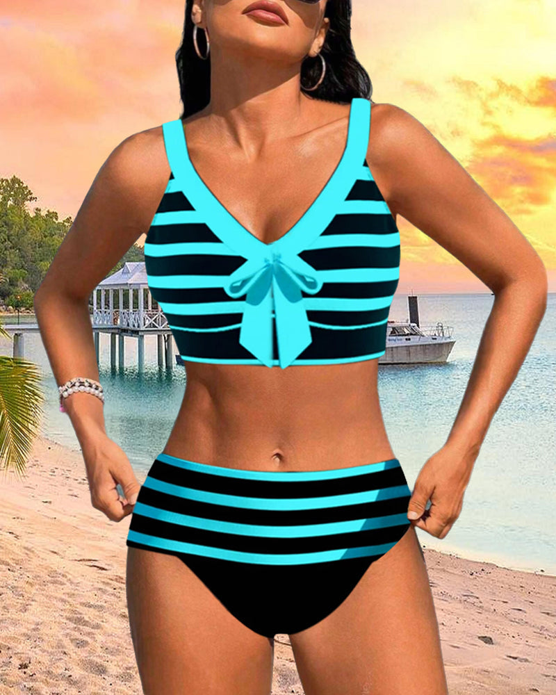 Lula® | Bikini rayé taille haute