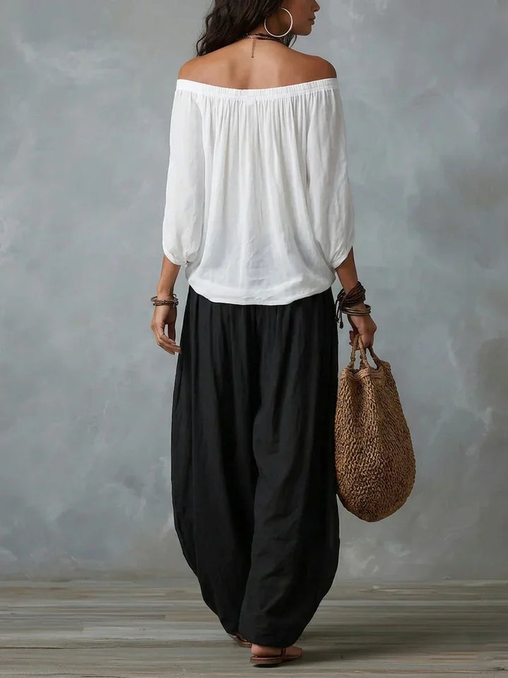 Sofia Off-Shoulder Top & Lantern Trousers Set