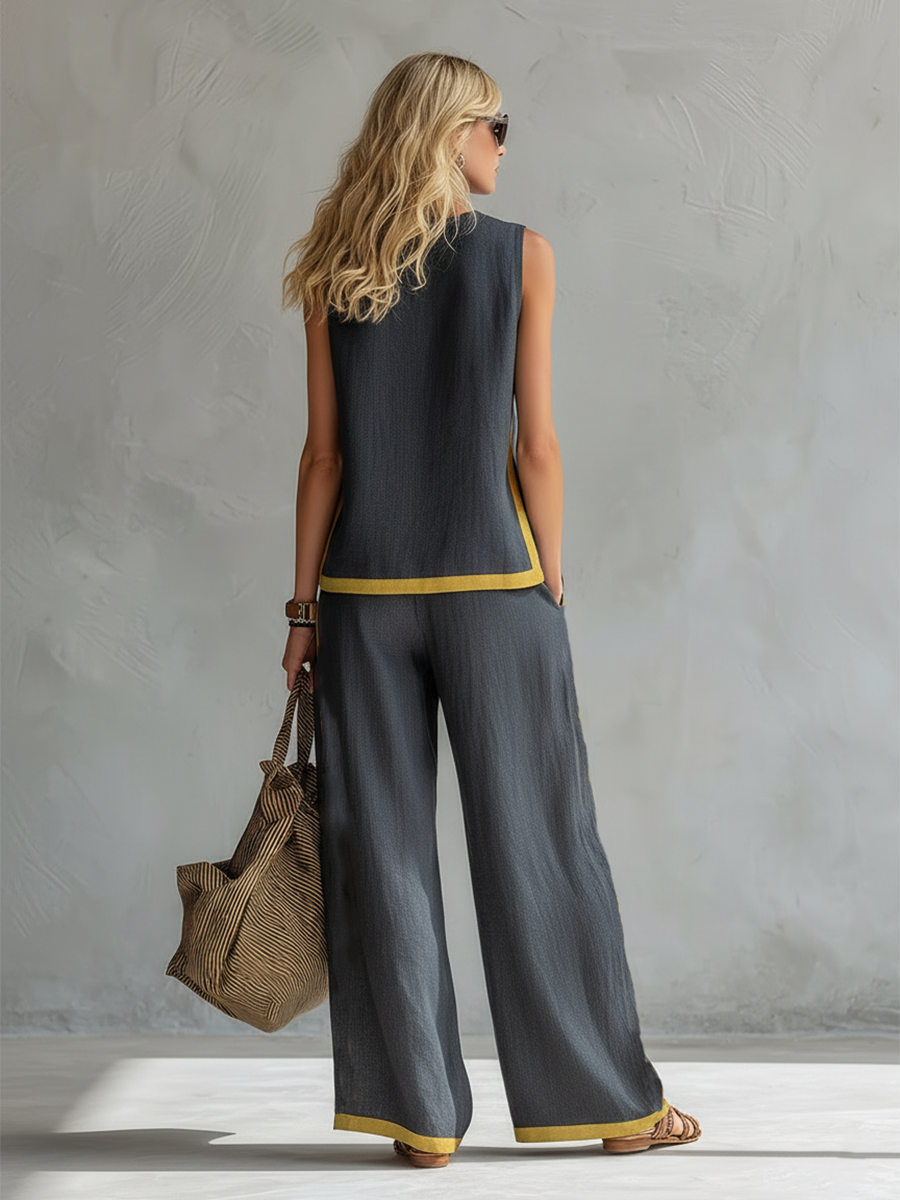 Marie – Complete vest and trousers in two-tone grey