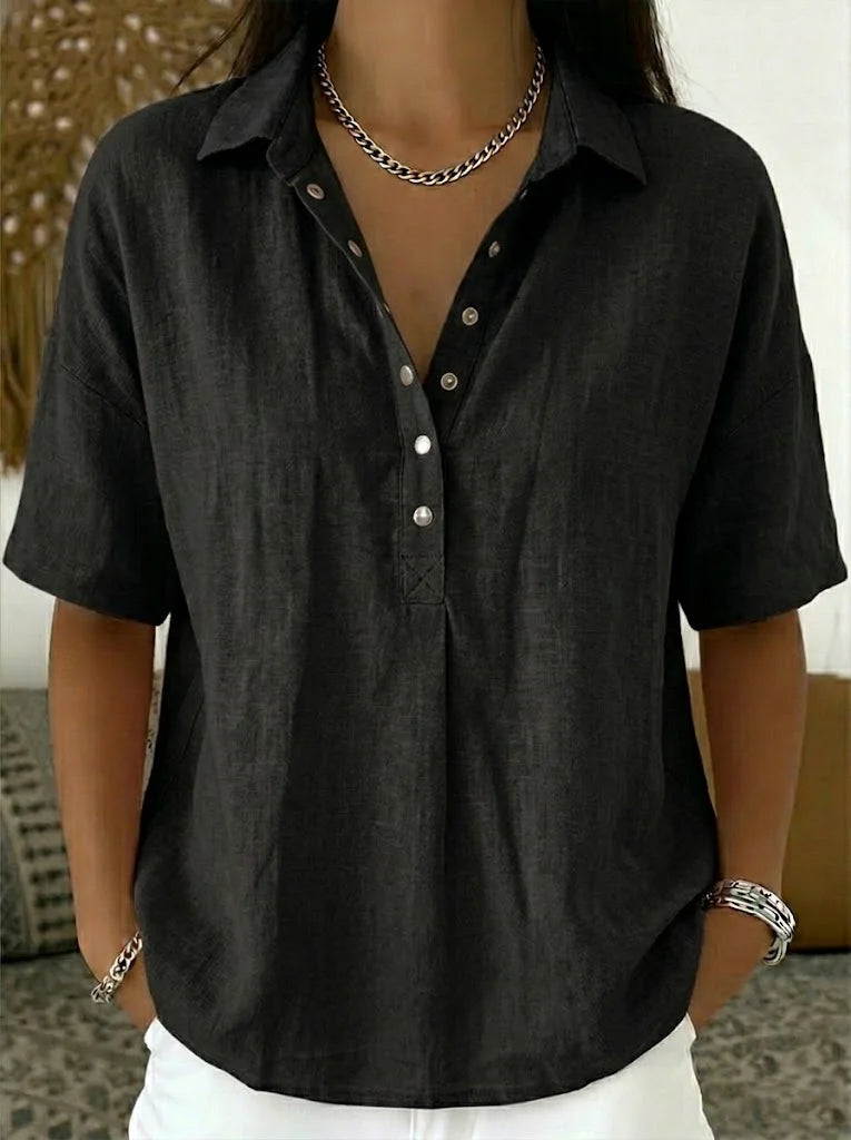Charlotte Linen Blouse Black