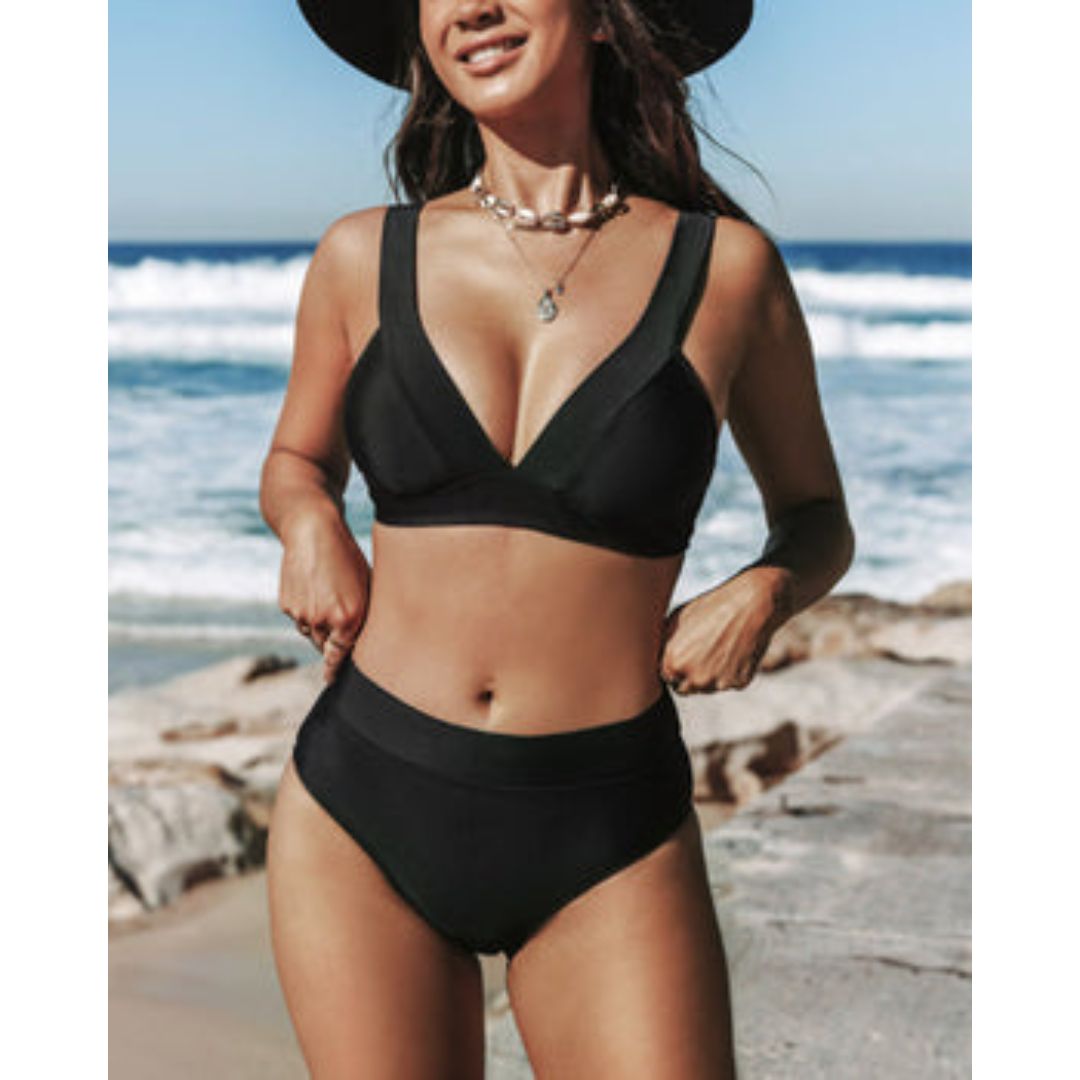 Hilde – Maillot de bain uni taille haute
