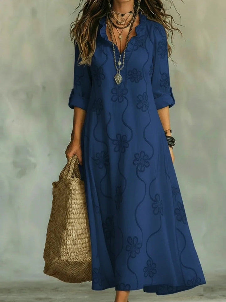Sienna Tummy-Concealing Floral Summer Dress Navy Blue