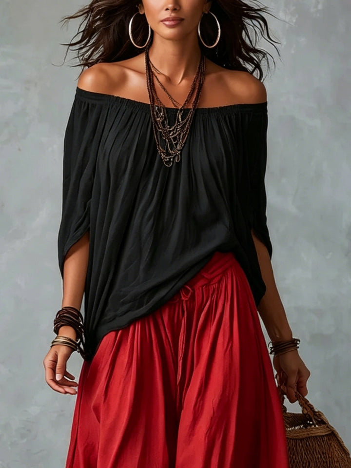 Sofia Off-Shoulder Top & Lantern Trousers Set