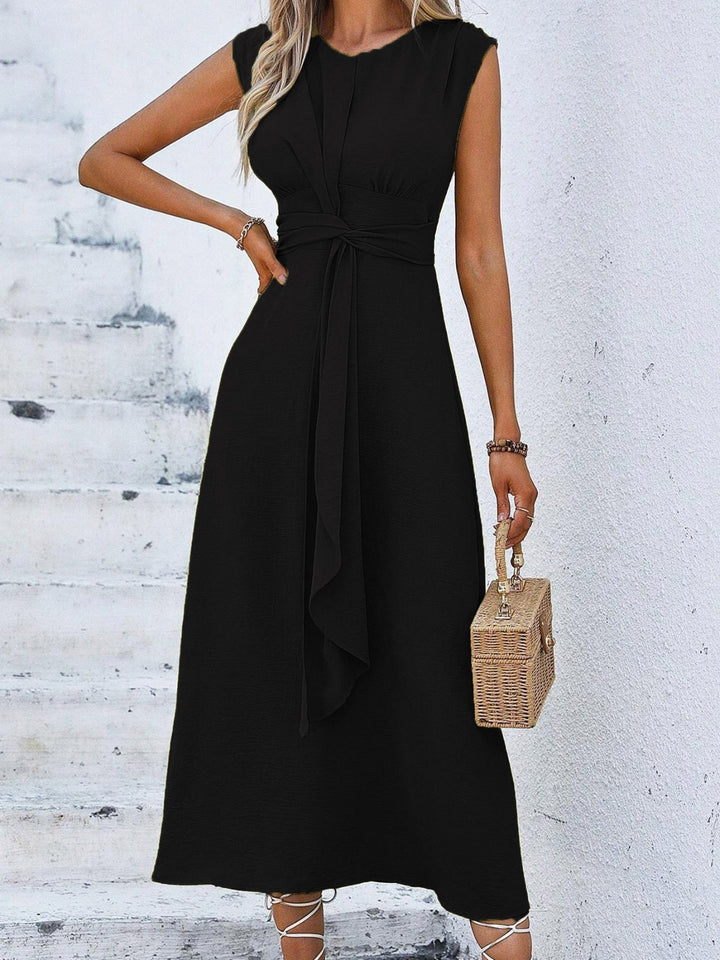 Éva – Robe midi fluide à taille ajustable