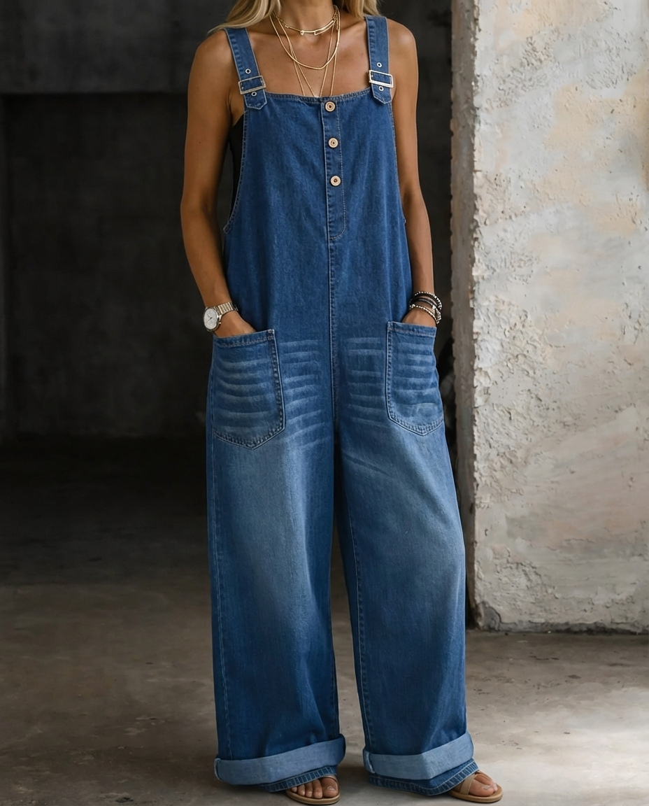 Brooke Denim Overalls with Pockets